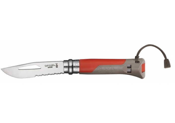 Opinel Couteau pliant Opinel N°8 Inox Outdoor Rouge (8,5 cm) 001714 - Coutellerie du Jet d'eau