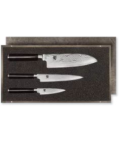 KAI Set couteau d'office, couteau universel et couteau Santoku KAI Shun Classic damas DMS-310 - Coutellerie du Jet d'eau