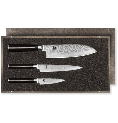 KAI Set couteau d'office, couteau universel et couteau Santoku KAI Shun Classic damas DMS-310 - Coutellerie du Jet d'eau