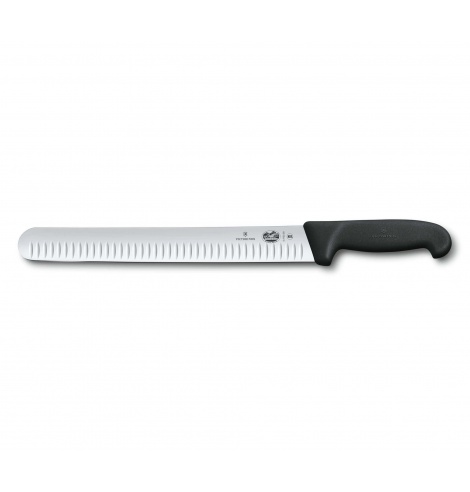 Victorinox Kitchen Couteau à jambon Victorinox Fibrox noir, lame alvéolée (30 cm) 5.4723.30 - Coutellerie du Jet d'eau