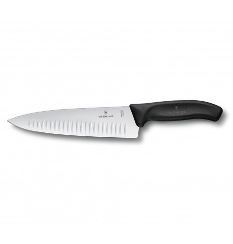 Victorinox Kitchen Couteau à découper Victorinox Swiss Classic noir, lame alvéolée (20 cm) 6.8083.20G - Coutellerie du Jet d'eau