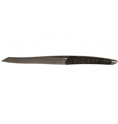 Sknife Couteau steak damas Sknife en bois de frêne noir (11 cm) S-101DE - Coutellerie du Jet d'eau