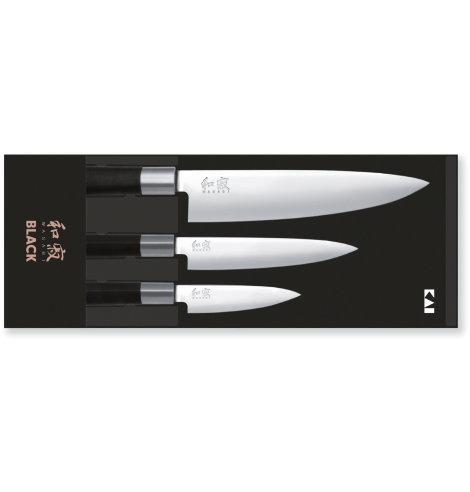 KAI Set de 3 couteaux KAI Wasabi Black 67S-300 - Coutellerie du Jet d'eau