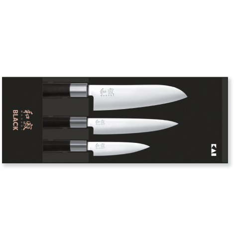 KAI Set de 3 couteaux KAI Wasabi Black 67S-310 - Coutellerie du Jet d'eau